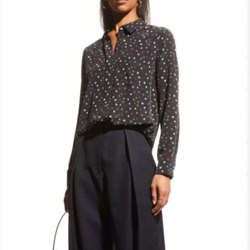 Rails KATE Rainbow Stars 100% Silk Button Up Top XS
